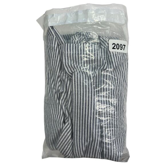 New Trashy Diva Romper Womens 8 Blue White Seersucker Pin Up Striped Retro 70s - Picture 13 of 14